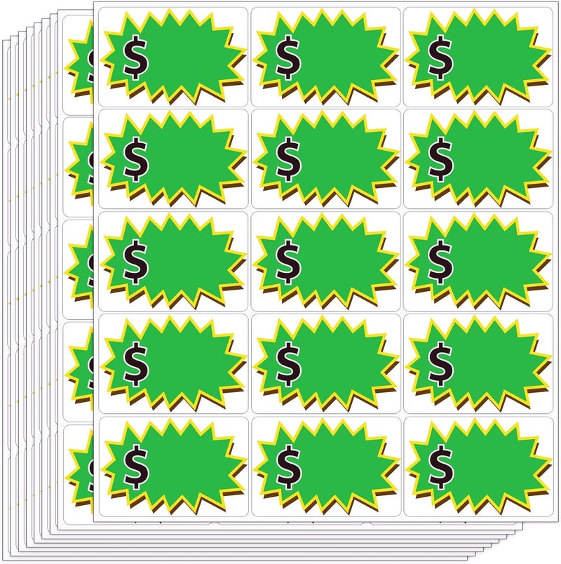 labelon 300 Pcs Garage Sale Stickers, (2"x3") Removable Adhesive Price tag Stickers for Yard Sale, Price Labels for Retail, Annual Community, Flea Market (Green) - Image 1
